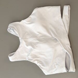 Athleta Cut Out Conscious Crop White Low Impact Sports Bra Medium